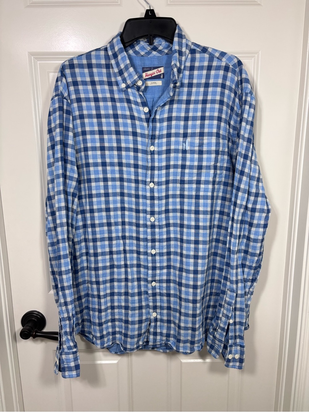 Johnnie-O Nelson Plaid Long Sleeve Button-Down Shirt Men’s XL Blue